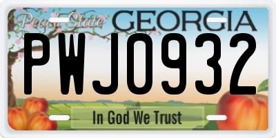 GA license plate PWJ0932