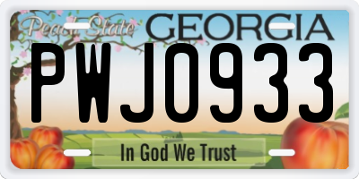 GA license plate PWJ0933