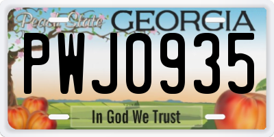 GA license plate PWJ0935