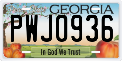 GA license plate PWJ0936