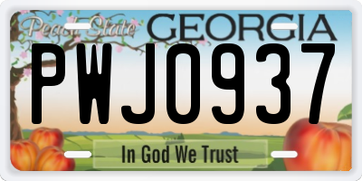 GA license plate PWJ0937