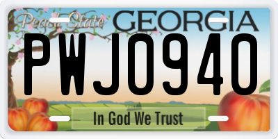 GA license plate PWJ0940