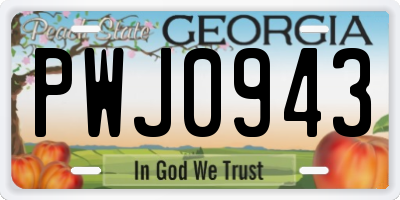 GA license plate PWJ0943