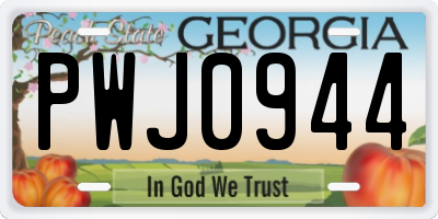 GA license plate PWJ0944