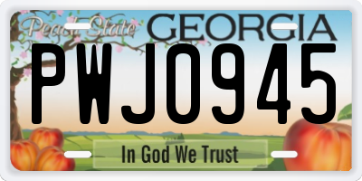GA license plate PWJ0945