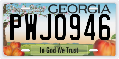GA license plate PWJ0946