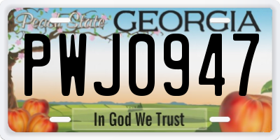 GA license plate PWJ0947