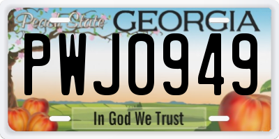 GA license plate PWJ0949