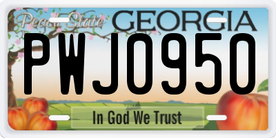 GA license plate PWJ0950