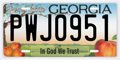 GA license plate PWJ0951