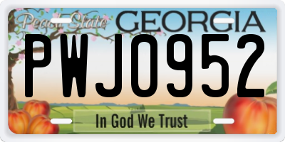 GA license plate PWJ0952