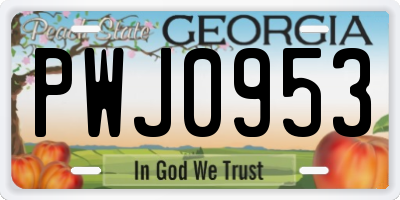 GA license plate PWJ0953