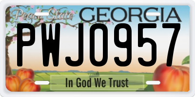 GA license plate PWJ0957