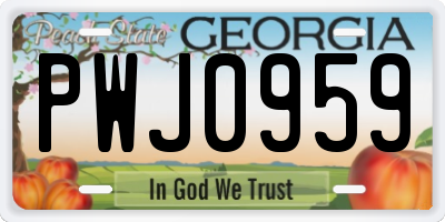 GA license plate PWJ0959