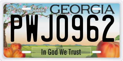 GA license plate PWJ0962