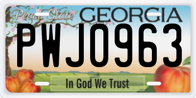 GA license plate PWJ0963