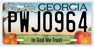 GA license plate PWJ0964
