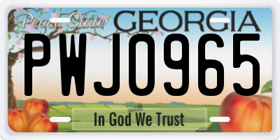 GA license plate PWJ0965
