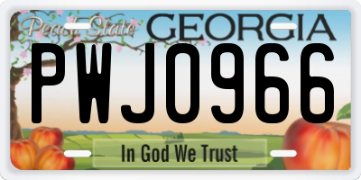 GA license plate PWJ0966