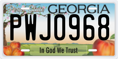 GA license plate PWJ0968