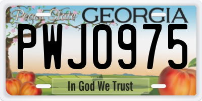 GA license plate PWJ0975