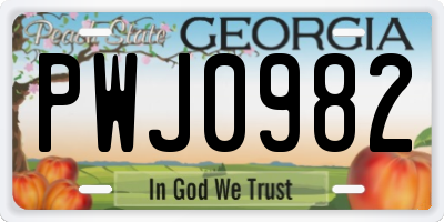 GA license plate PWJ0982