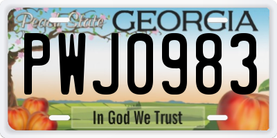 GA license plate PWJ0983