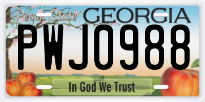 GA license plate PWJ0988