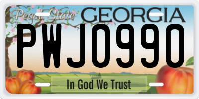 GA license plate PWJ0990