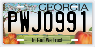 GA license plate PWJ0991
