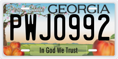 GA license plate PWJ0992