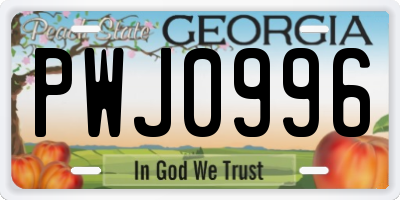 GA license plate PWJ0996