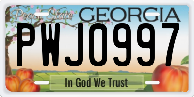 GA license plate PWJ0997