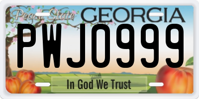 GA license plate PWJ0999