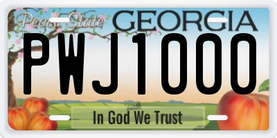 GA license plate PWJ1000