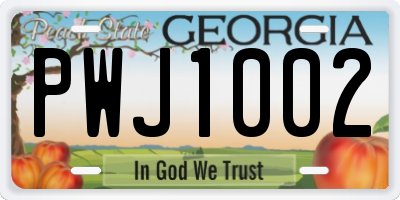 GA license plate PWJ1002