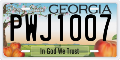 GA license plate PWJ1007