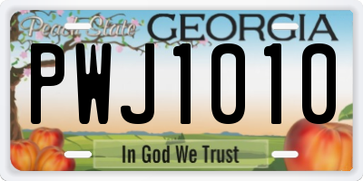 GA license plate PWJ1010