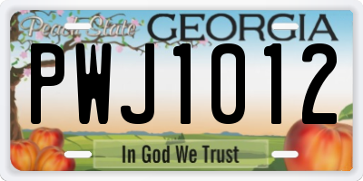 GA license plate PWJ1012
