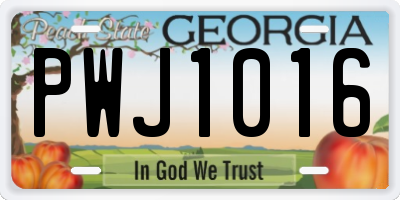 GA license plate PWJ1016