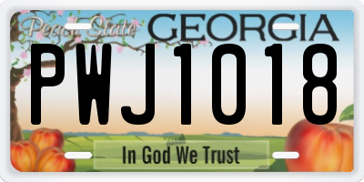 GA license plate PWJ1018
