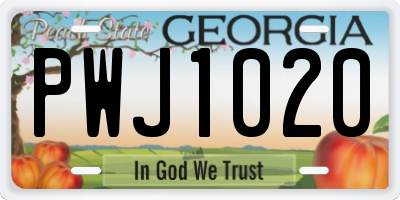 GA license plate PWJ1020