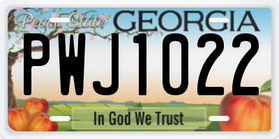 GA license plate PWJ1022