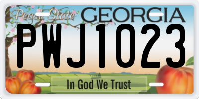 GA license plate PWJ1023