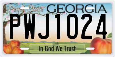 GA license plate PWJ1024
