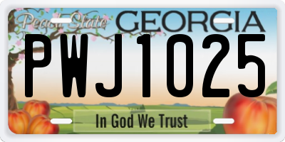 GA license plate PWJ1025