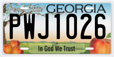 GA license plate PWJ1026