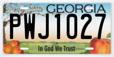 GA license plate PWJ1027