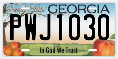 GA license plate PWJ1030