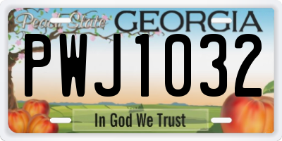 GA license plate PWJ1032